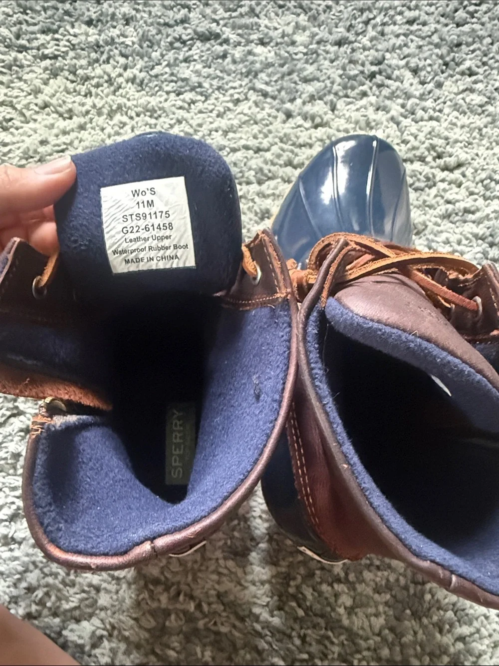 Sperry Navy & Brown Lace-Up Duck Boots - Picture 4 of 4